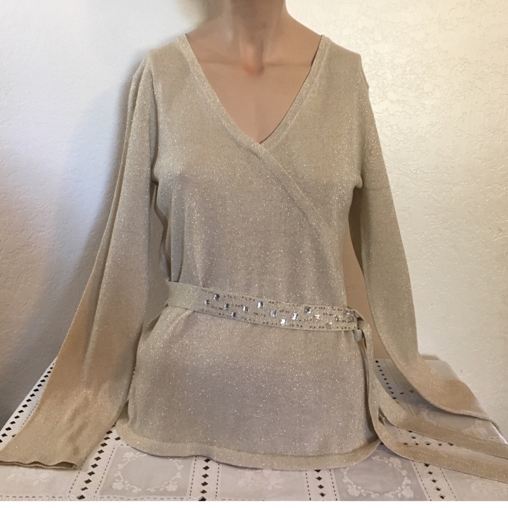 9 & Co by Nine West metallic cream Knit top